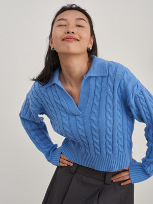 羊绒混纺翻领学院风纯色毛衣