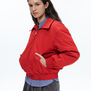 秋冬爆款 Lana 复古摇粒绒内里棉服短外套 飞行员夹克红色 DoOr