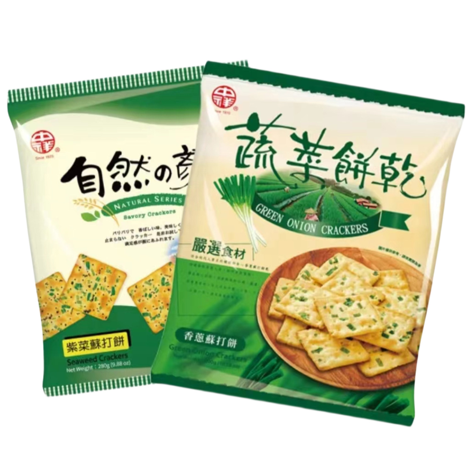 台湾中祥自然的颜紫菜苏打饼干香葱休闲苏打饼蔬菜饼