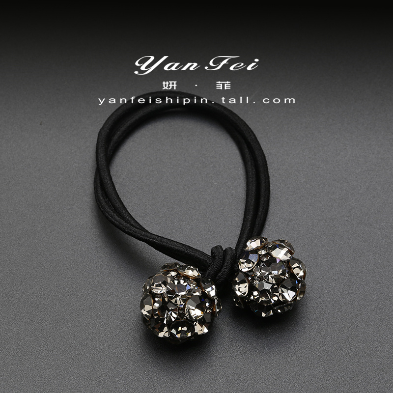 妍菲新款头绳发圈简约发饰水钻扎头发皮筋水钻球球发绳小清新女