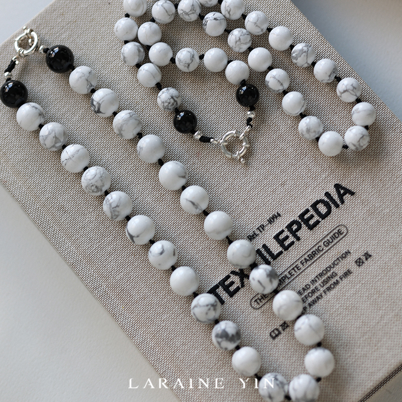 阿水同款纯银s925圆小众复古ins白色串珠项链锁骨链轻奢百搭