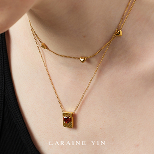 LARAINE YIN小众设计钛钢爱心项链不易褪色锁骨链精致手链七夕礼