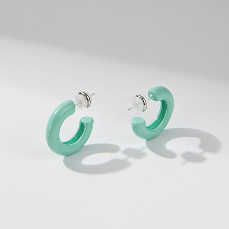 laraine yin2023年新款潮清新彩色c型半圆耳环女耳钉简约耳圈夏季