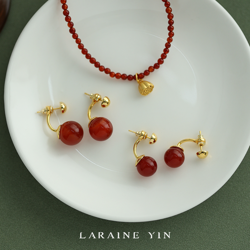 法式复古本命年红玛瑙耳环轻奢s925银针高级感新款耳饰,饰品/流行首饰/时尚饰品新,耳环,淘宝优惠券,粉丝福利购,淘宝优惠卷