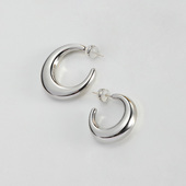 LARAINE YIN冷淡风超质感金属光面耳圈耳环925银针个性 气质耳钉