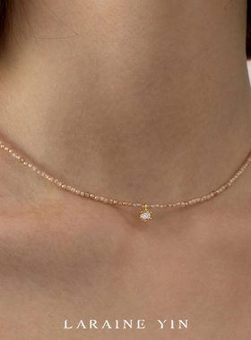 LARAINE YIN轻奢精致串珠锆石吊坠项链小众高级感锁骨链