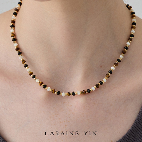 黑玛瑙串珠黑白相间项链