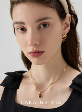 LARAINE YIN小众设计感白贝吊坠项链红玛瑙环保铜