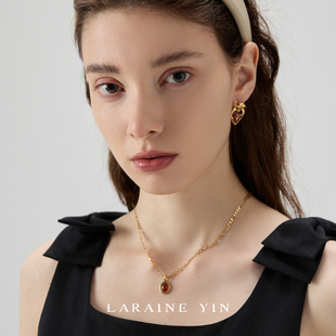 LARAINE YIN小众设计感白贝吊坠项链红玛瑙环保铜