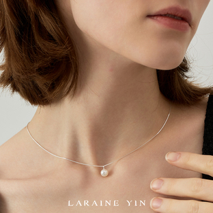 好光泽小众轻奢s925通体纯银淡水珍珠项链简约高级感锁骨链