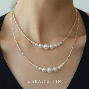 LARAINE 通体925银饰轻奢百搭纯银锁骨链 YIN碎银子施家珍珠项链