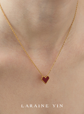 LARAINEYIN法式复古感新年红色爱心项链钛钢锁骨链不易掉色本命年