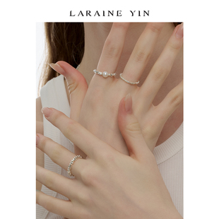 LARAINE 食指戒轻奢高级感 YIN碎银子淡水珍珠戒指小众设计感时尚