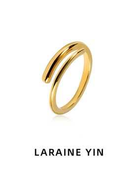 LARAINE YIN简约个性钛钢戒指几何圆圈交叉素圈指环小众设计