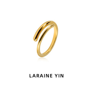 LARAINE 钛钢戒指几何圆圈交叉素圈指环小众设计 YIN简约个性