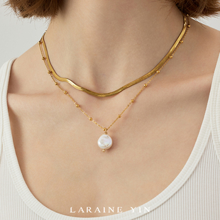 LARAINE YIN欧美小众设计巴洛克淡水珍珠吊坠项链叠戴锁骨链轻奢