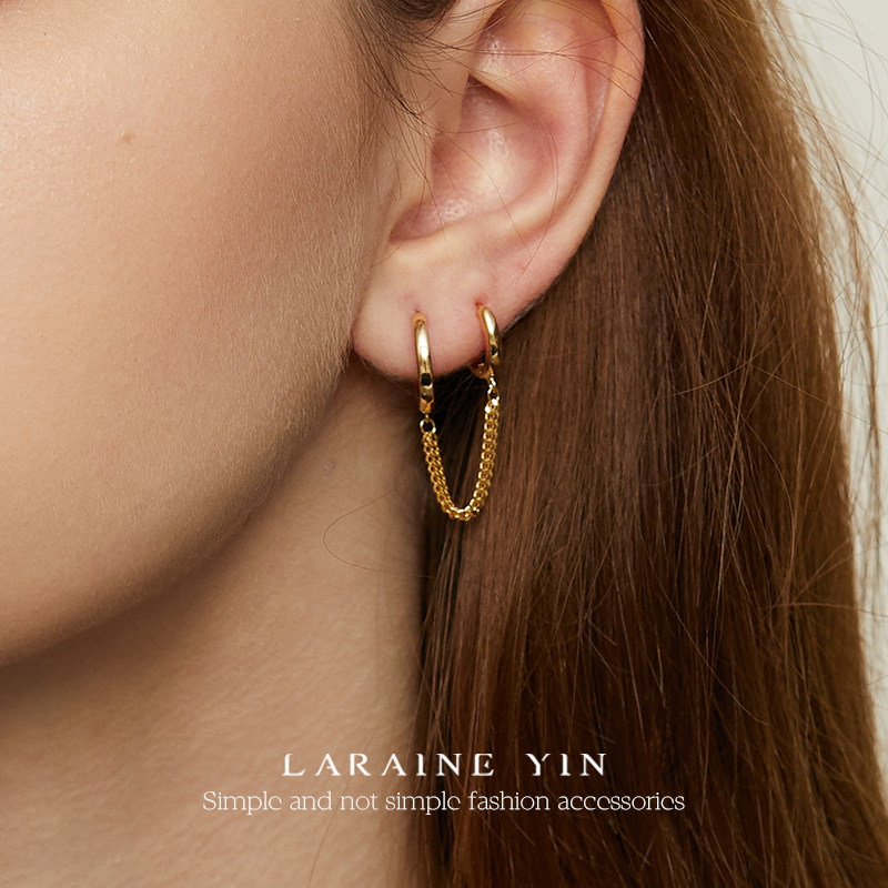 LARAINE YIN韩版个性连体双耳洞耳环 925纯银气质一体式耳坠耳圈,饰品/流行首饰/时尚饰品新,耳环,淘宝优惠券,粉丝福利购,淘宝优惠卷