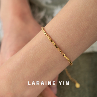 LARAINE YIN小众高级感迷你方块手链钛钢镀18k金不易褪色七夕礼物