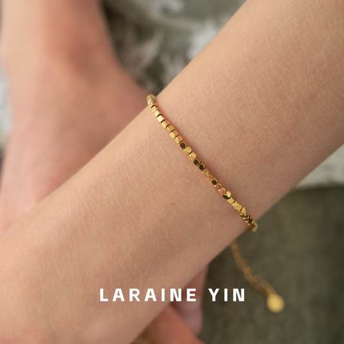LARAINE YIN小众高级感迷你方块手链镀18k金不易褪色七夕礼物