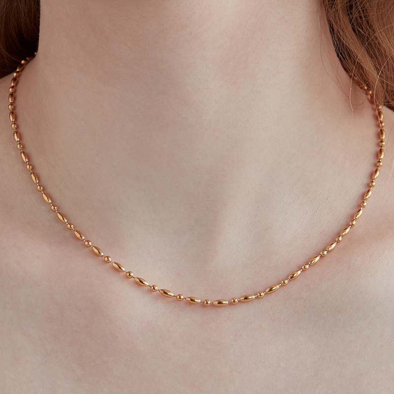 LARAINE YIN项链女轻奢高级设计感小众钛钢小米珠锁骨链