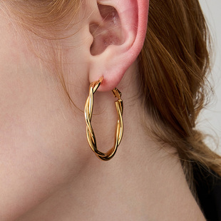 LARAINE 气质简约耳环冷淡风耳饰 YIN交叉编织麻花圆圈耳环女个性