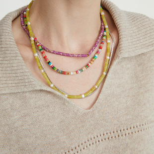 LARAINE YIN手工彩色串珠项链不易褪色颈链锁骨链百搭ins风多巴胺