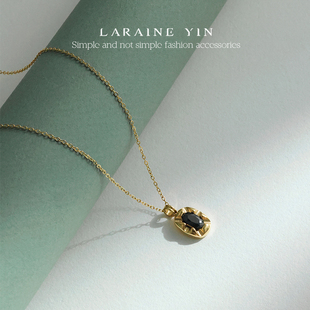 LARAINE YIN小众设计黑色锆石钛钢项链不易褪色高级感叠戴蛇骨链