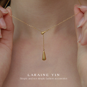 LARAINE YIN小众设计水滴项链简约气质高级感钛钢锁骨链镀18k金