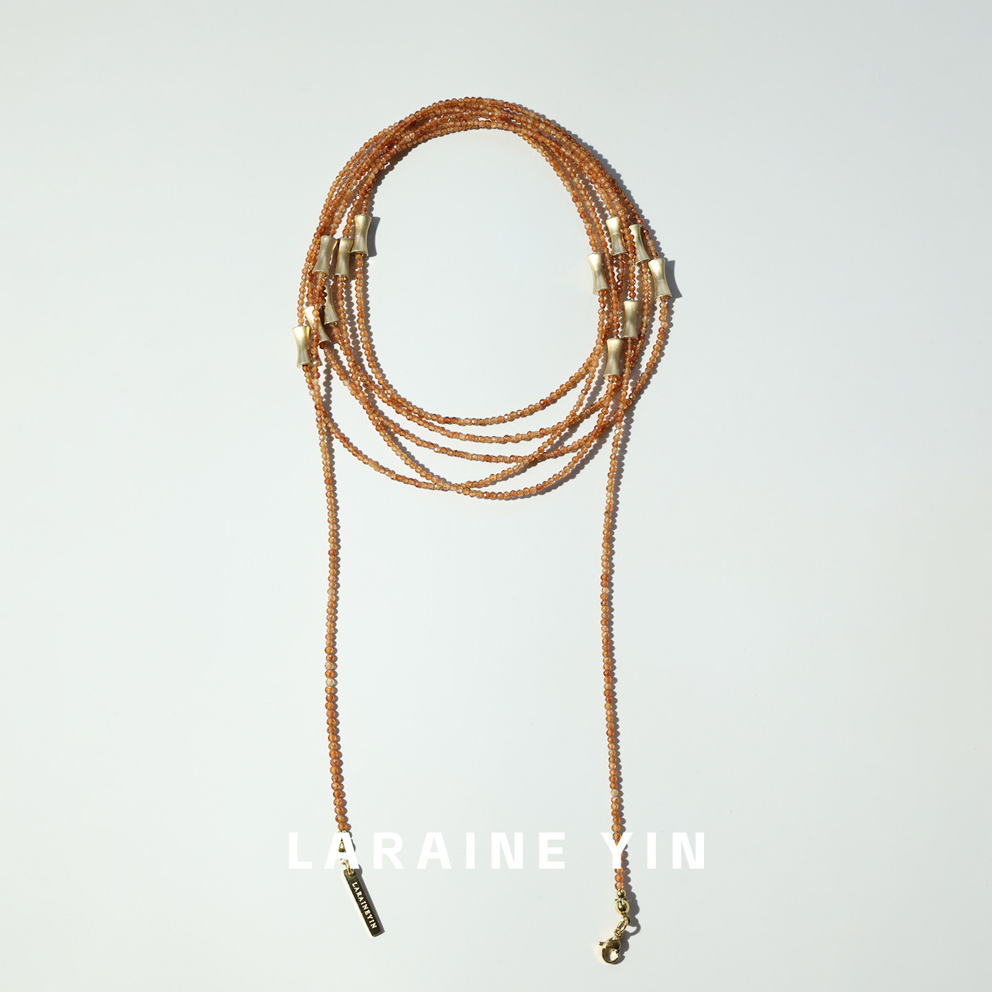 【买3免1】原创手工长款石榴石串珠竹节串珠项链女新年叠戴毛衣链