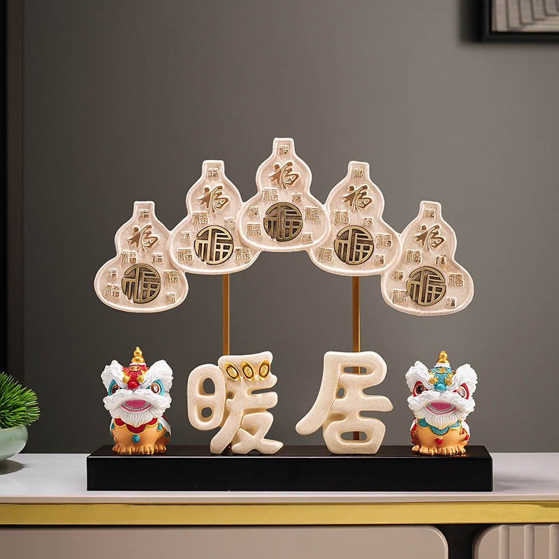 醒狮摆件玄关客厅家居酒柜电视柜装饰葫芦工艺品乔迁新居礼品