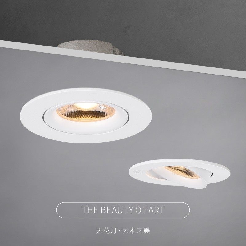 回龙射灯LED天花灯嵌入式可调角度防眩光cob牛眼灯家用客厅灯筒7W