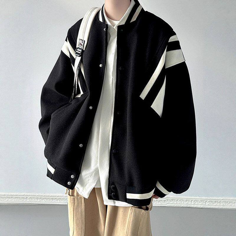 潮牌男宽松拼色青少年休闲棒球痞帅上衣春秋季2025服夹克外套新款
