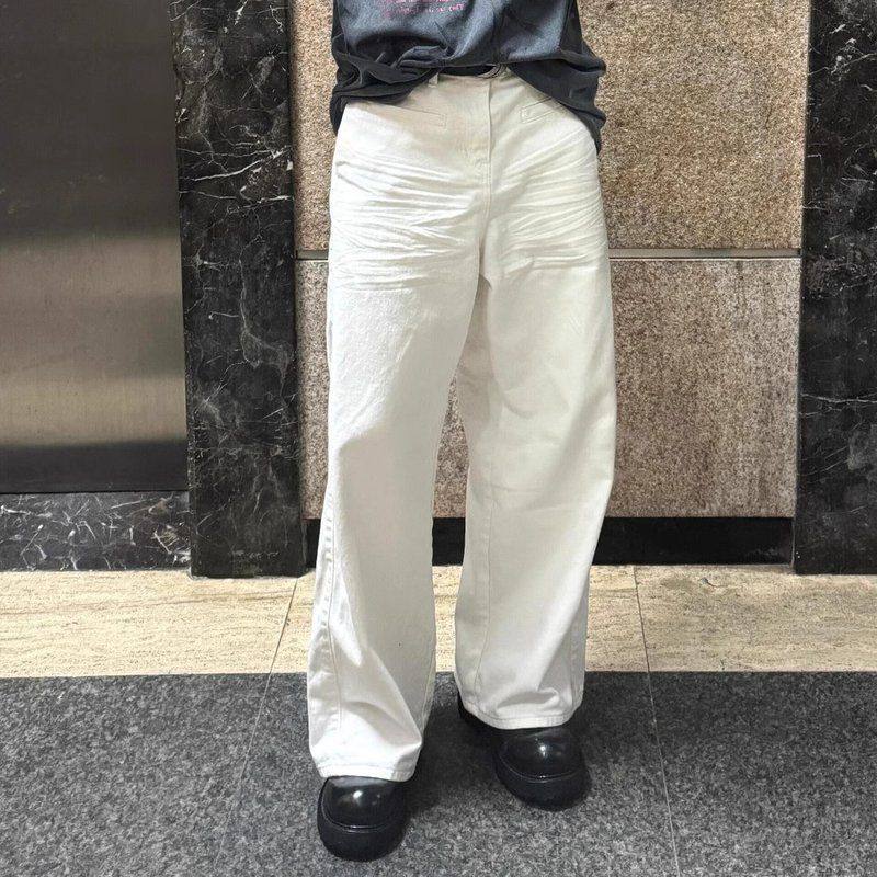 裤美式复古直筒拖地子男阔腿白色宽松高级感显瘦牛仔裤休闲裤高腰