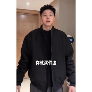 美式黑色教练立领形服硬汉外套男士三防棒球飞行工装夹克风廓短款