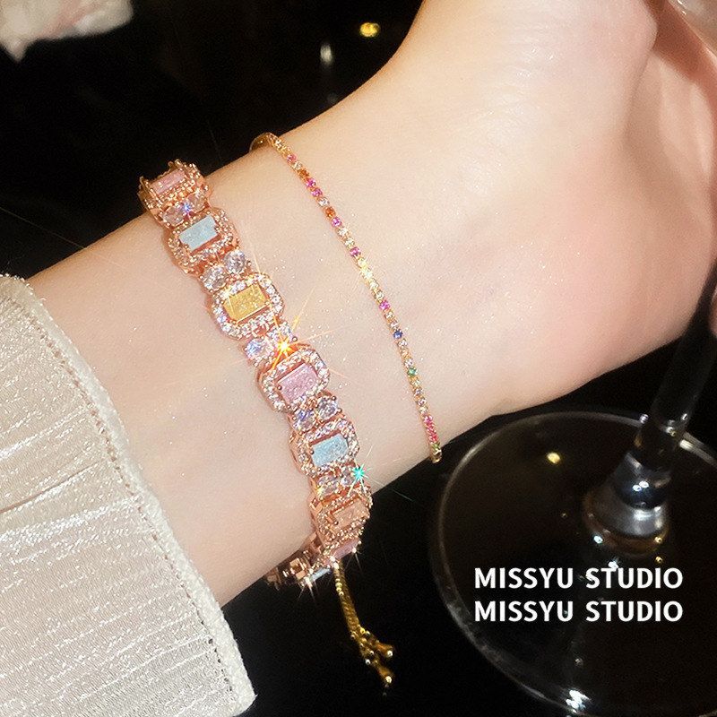 韵甜美风轻奢高级感绯金织手环