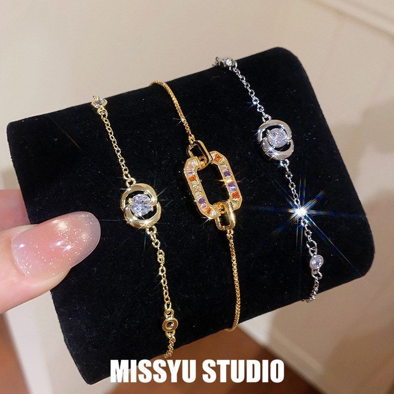 手链锆石手环风韩系女环环相扣