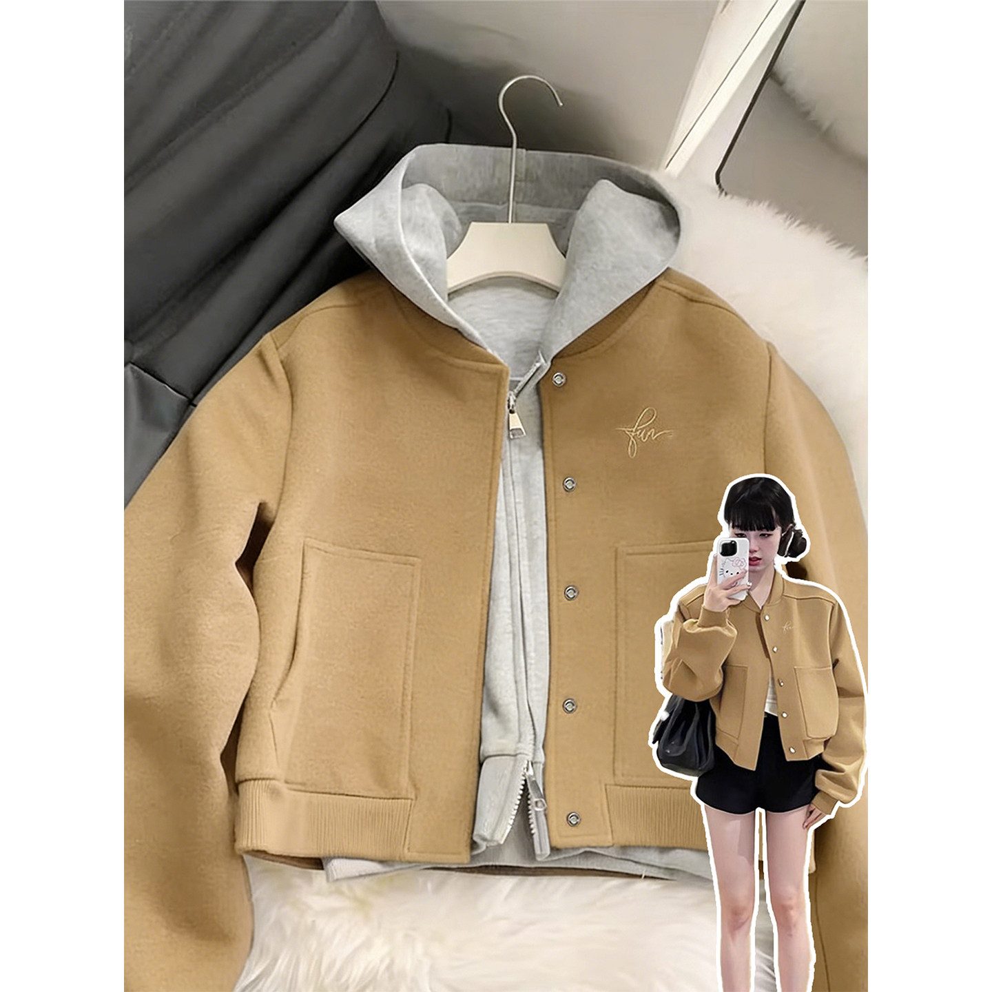 卡其色夹克正肩外套女短款春装2026新款棒球服小个子春季韩系穿搭