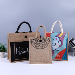 麻布袋定制可logo手提袋亚麻包大众旅行购物黄麻帆布袋子来图定做