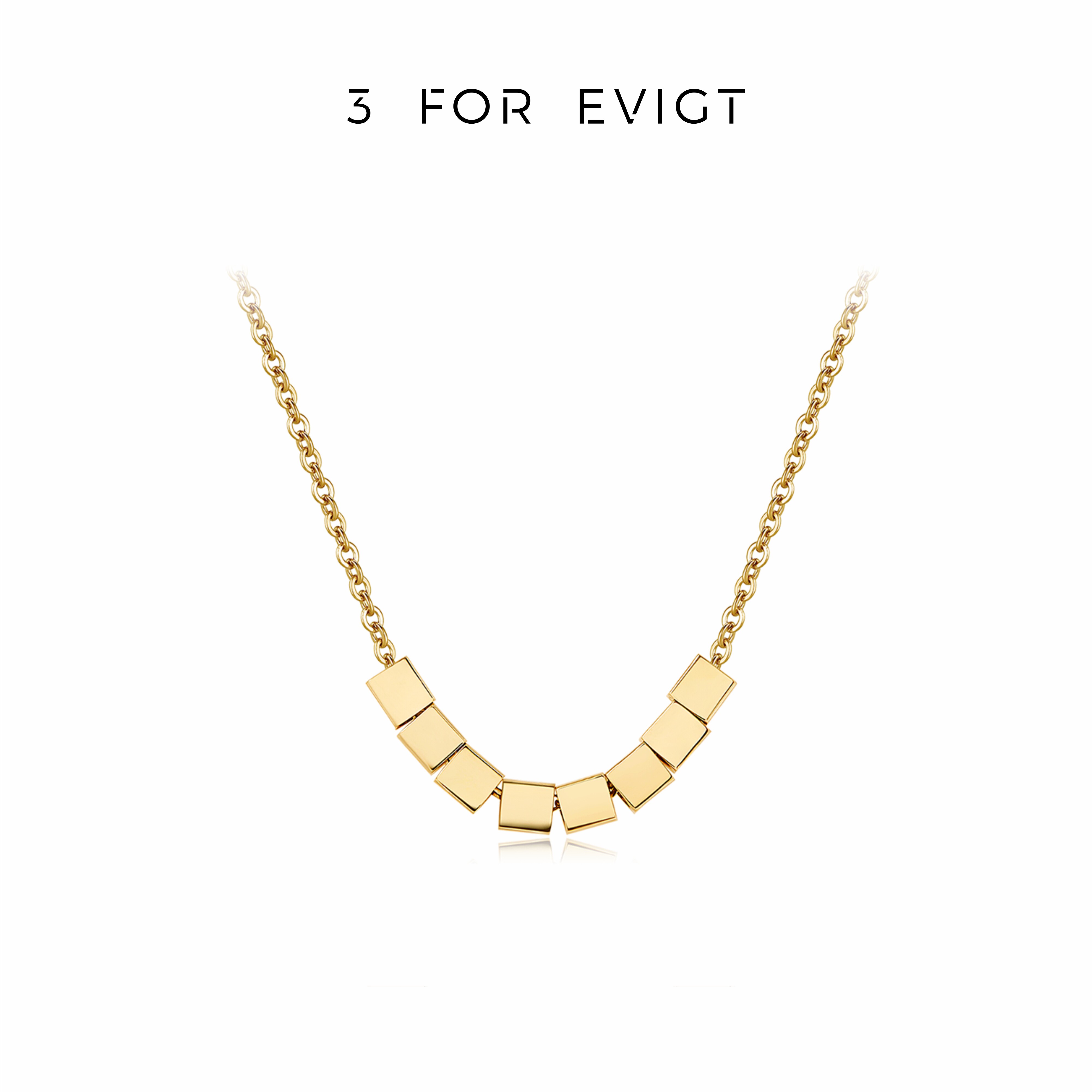 3 FOR EVIGT镀18k金几何系列魔方项链新款简洁美感独特黑色小方块
