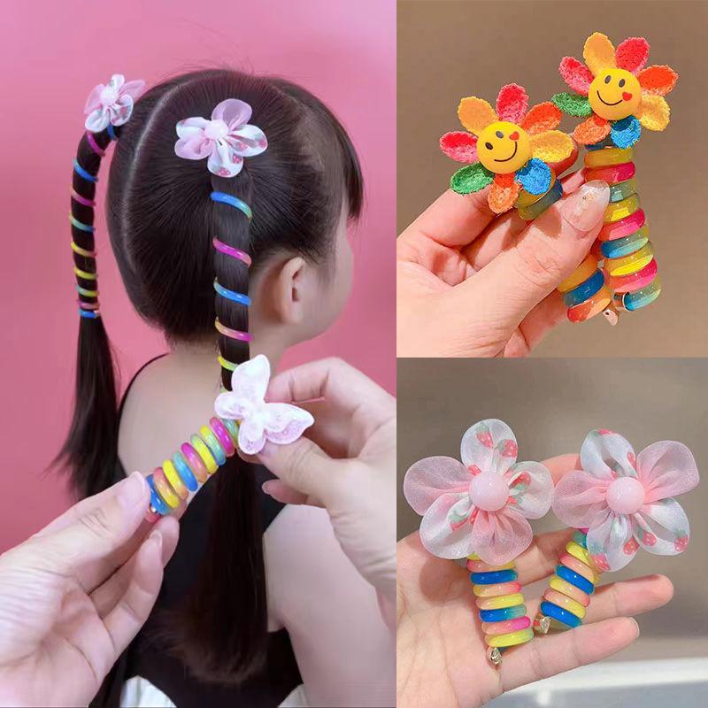 儿童皮筋儿扎头发七彩女高马尾