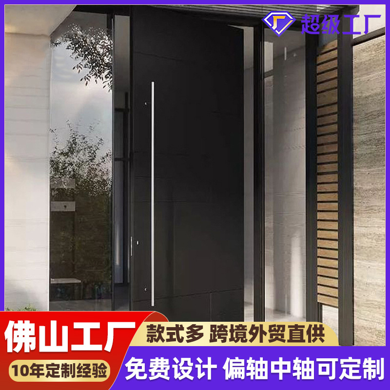 自建房玻璃入户门别墅防盗门转轴进户门偏轴子母门庭院大门铸铝门