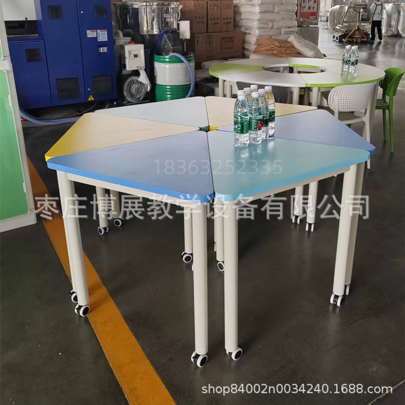 学生培训桌 辅导美术班组合拼接绘画抗倍特三角桌 阅览钢架梯形桌