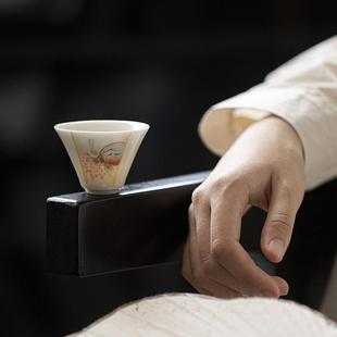 玉蝉时泥雨归云茶杯 明知山志 手绘人器功夫品茗杯陶文mitc瓷家用