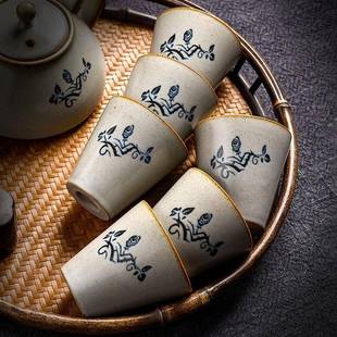 20230人杯杯垫装 草木灰釉复套古茶杯家用陶单瓷功夫具主SY 茶品茗