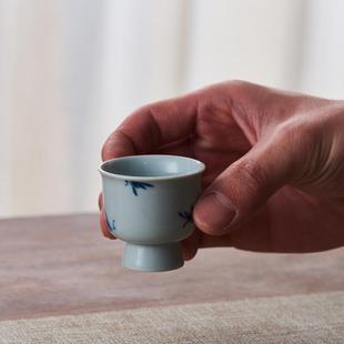 杯纯手绘兰品茗主人杯个人单家用杯手绘兰花陶瓷品茗杯功花夫茶具