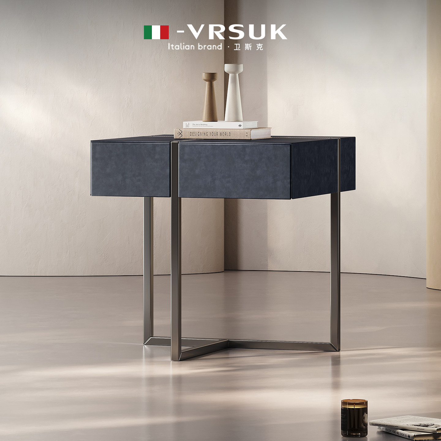 VRSUK意式设计师高级感床头柜收纳柜北欧现代极简创意床边收纳柜