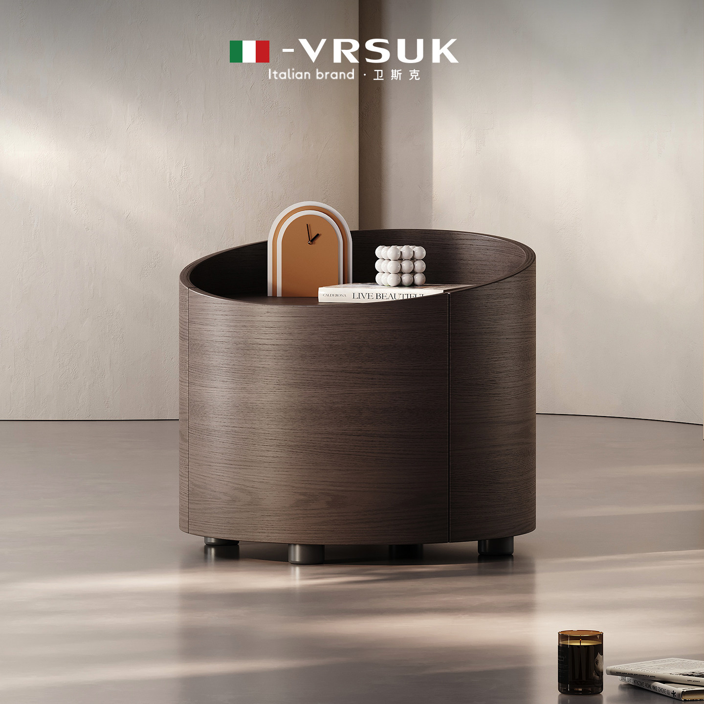 VRSUK意式轻奢设计师款床边柜收纳储藏柜子现代风简约卧室床头柜