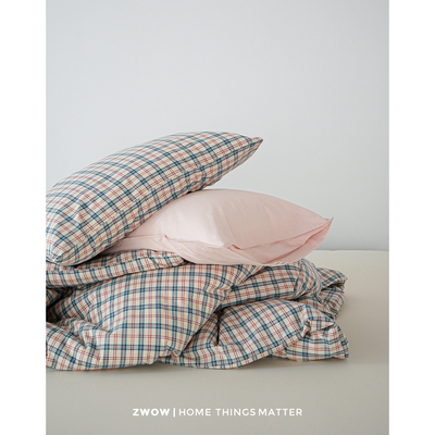 造卧zwow【织物】全棉色织重磅复古风中古老花布格子格纹单品被套