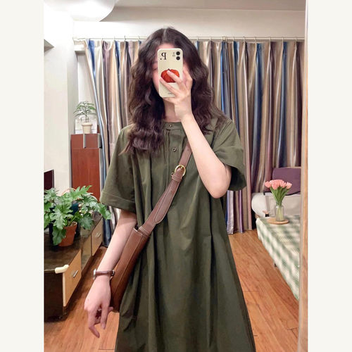 设计感小众棉麻宽松显瘦连衣裙女