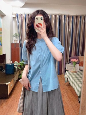 日杂风松弛感森系衬衫半身裙套装